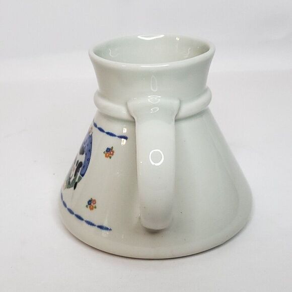 Wide Bottom Coffee Mug Country Cow Flowers Ceramic No Spill - Picture 4 of 6